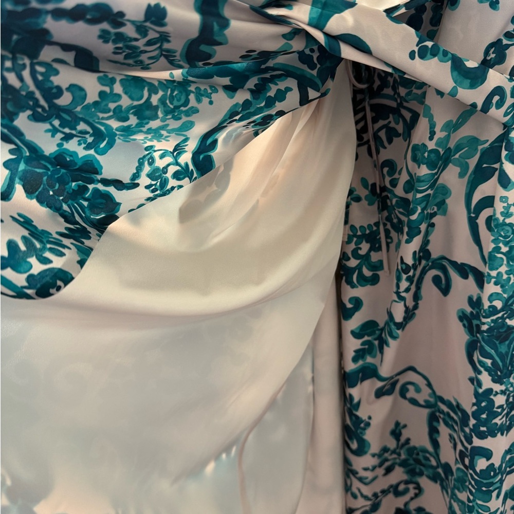 MARINA RINALDI DOMANDA Wrap Midi Dress in Teal Floral Print NWT 20 - Picture 10 of 13